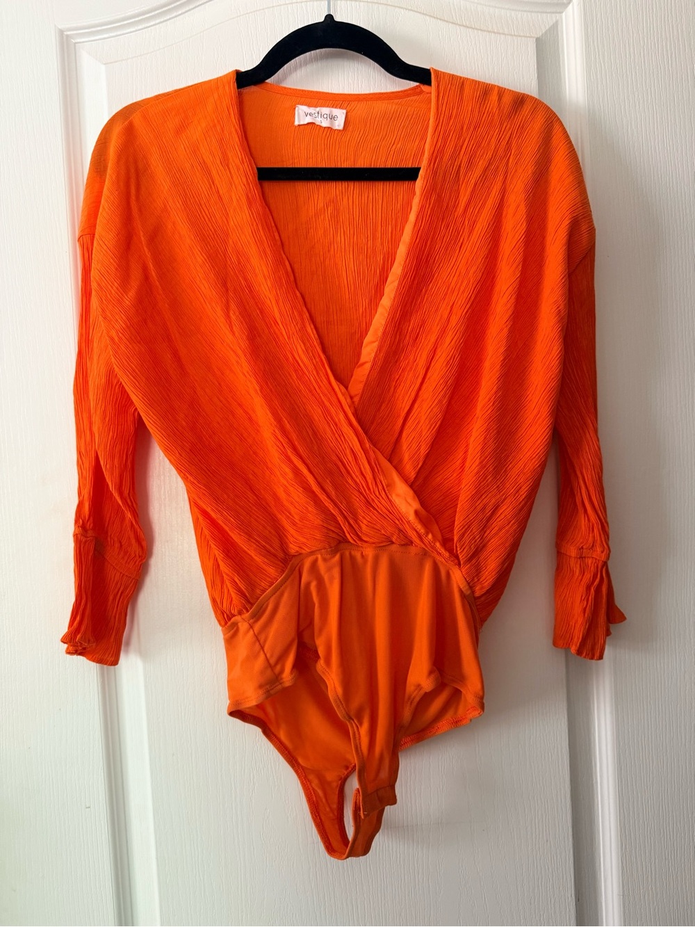 Vestique Bright Orange Wrap-Front Bodysuit